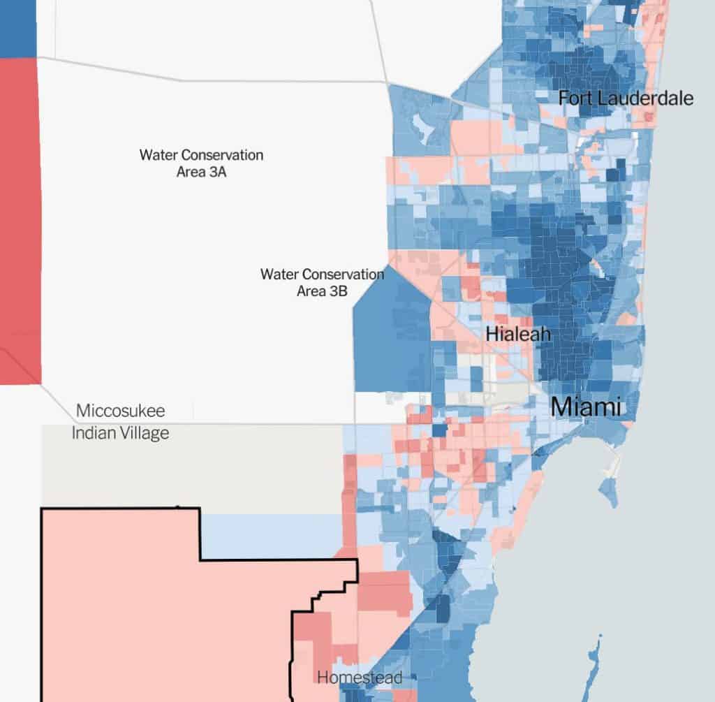 this map shows which miami neighborhoods voted for trump